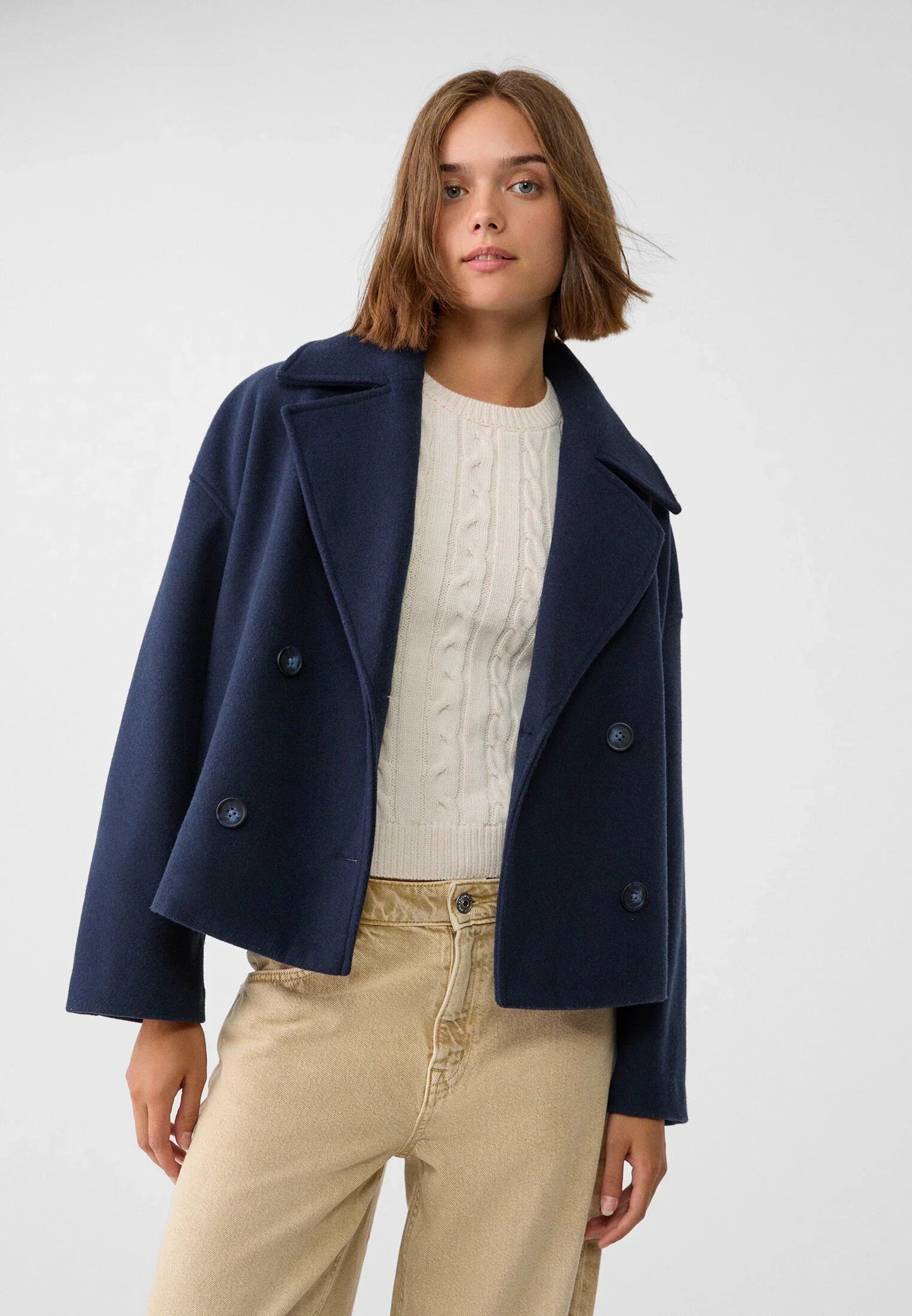 Manteau court élégant | Double boutonnage tendance mi-saison
