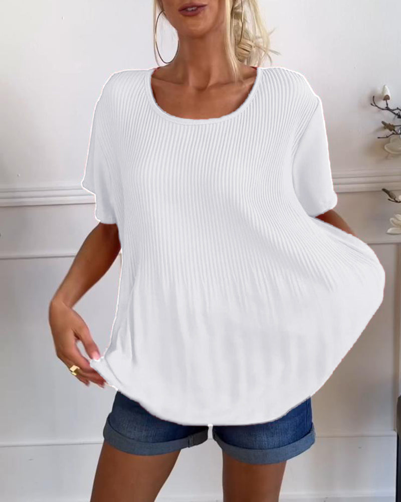 Blouse plissée à col rond | Élégance aérienne