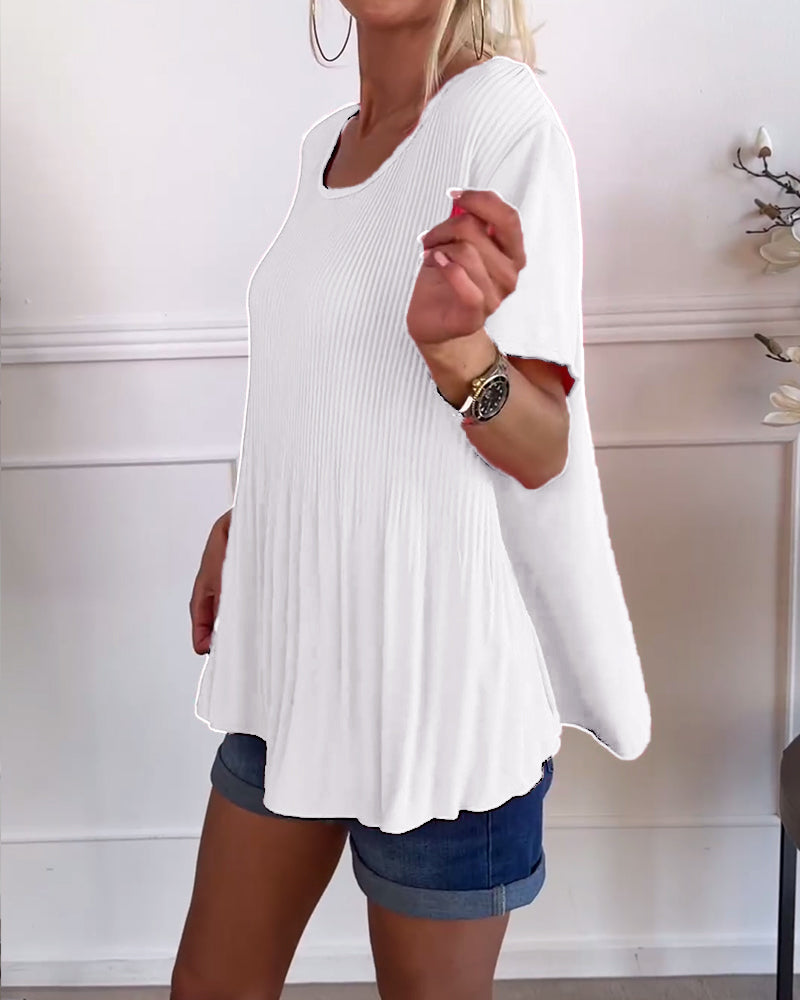 Blouse plissée à col rond | Élégance aérienne