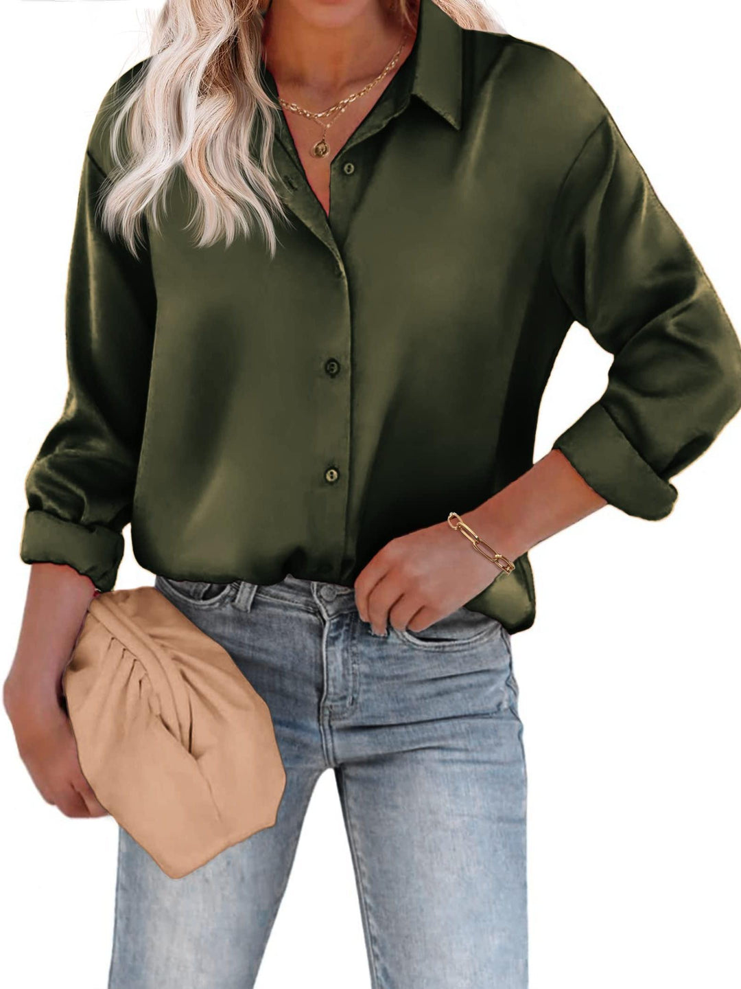 Blouse satinée à boutons | Chic intemporel