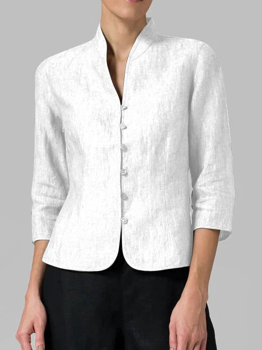 Blouse cintrée à col montant | Élégance professionnelle
