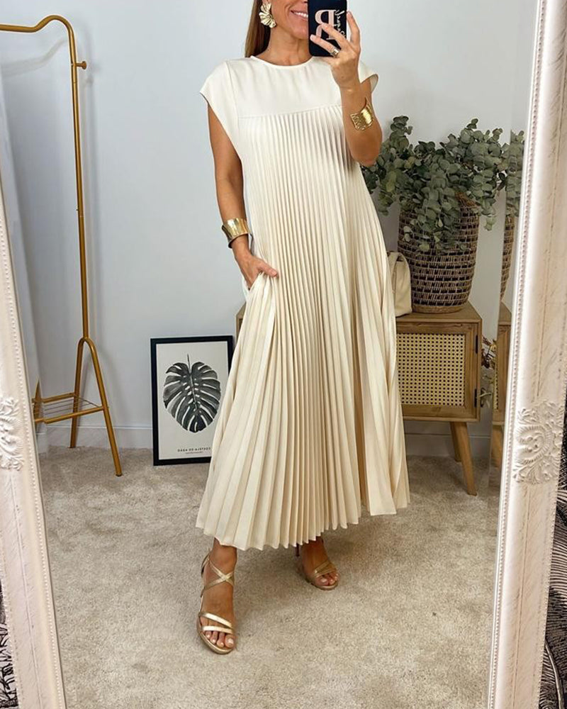 Robe plissée longue sans manches | Élégance fluide