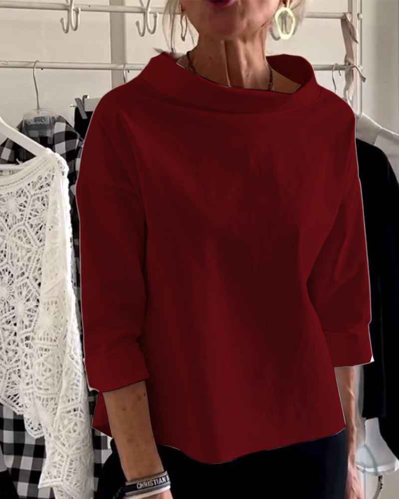 Blouse élégante | Col large et manches 3/4 pour l’été