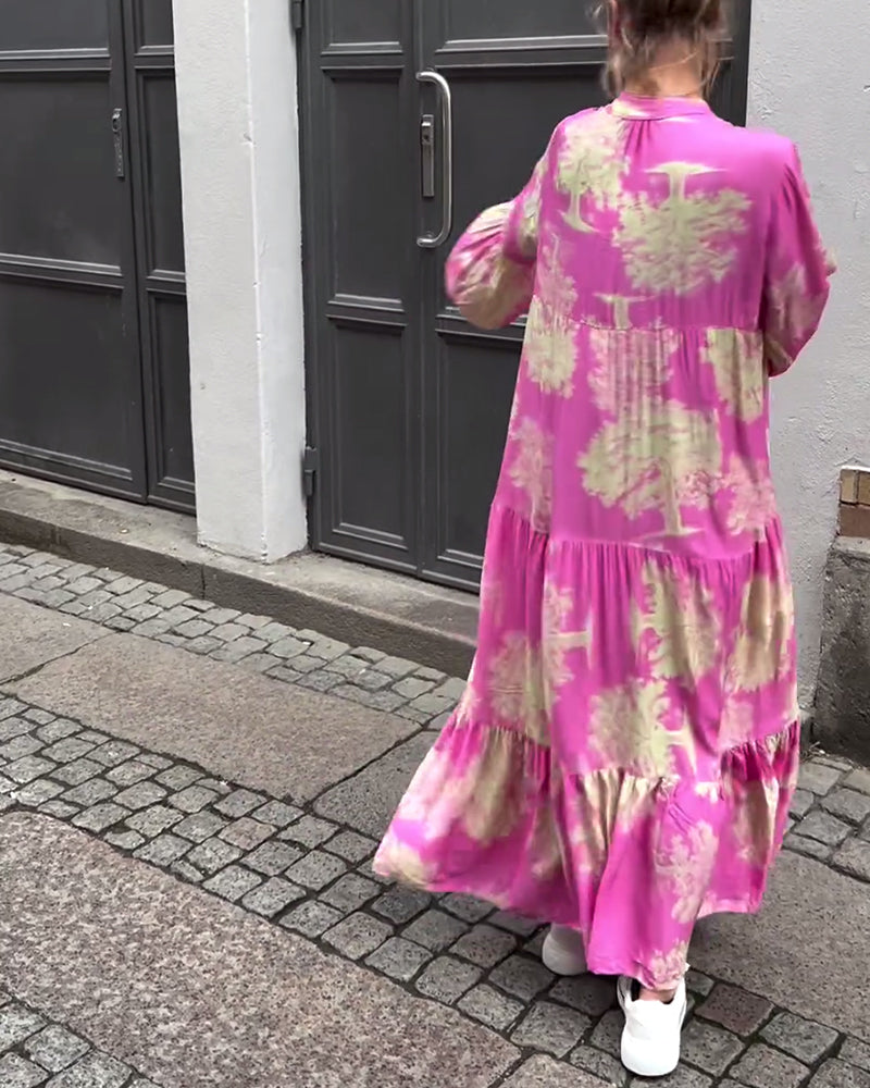 Robe longue fluide imprimée | Parfaite pour le printemps et l'été