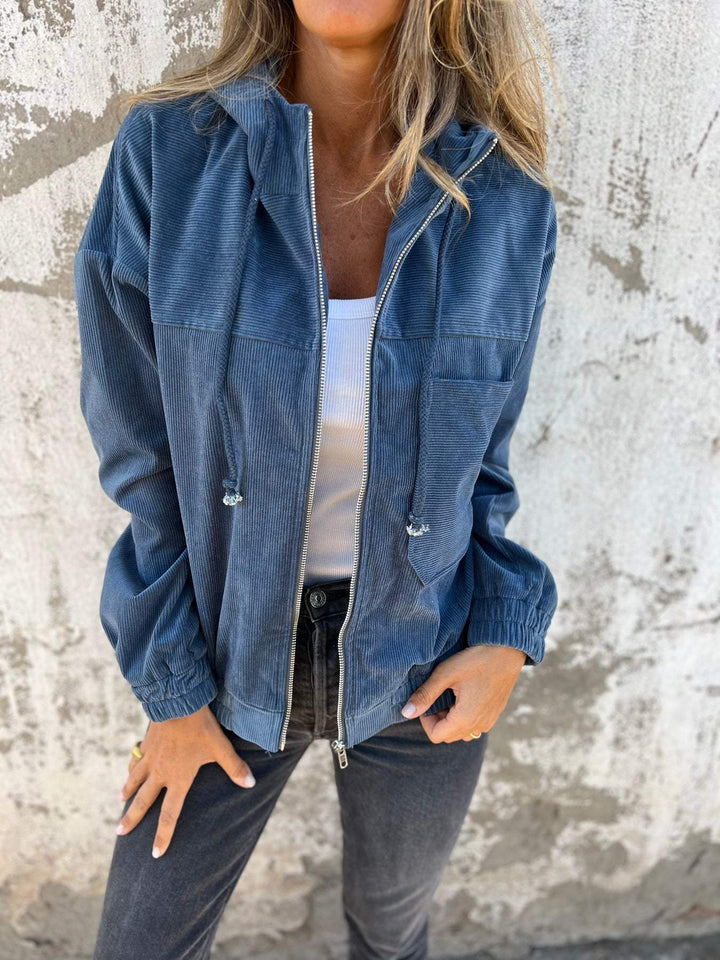 Veste zippée côtelée | Style décontracté moderne