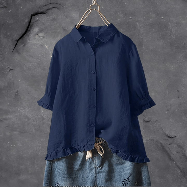 Blouse boutonnée ample | Détail volanté chic