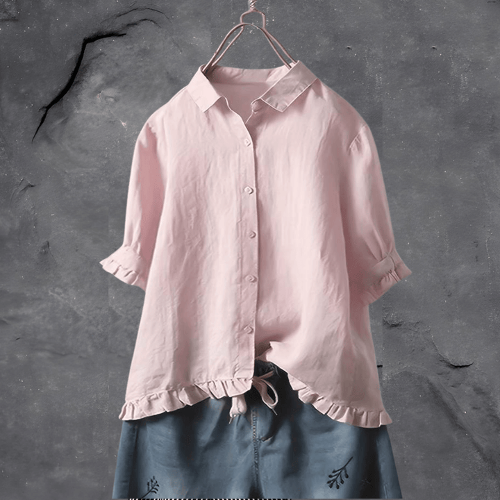 Blouse boutonnée ample | Détail volanté chic