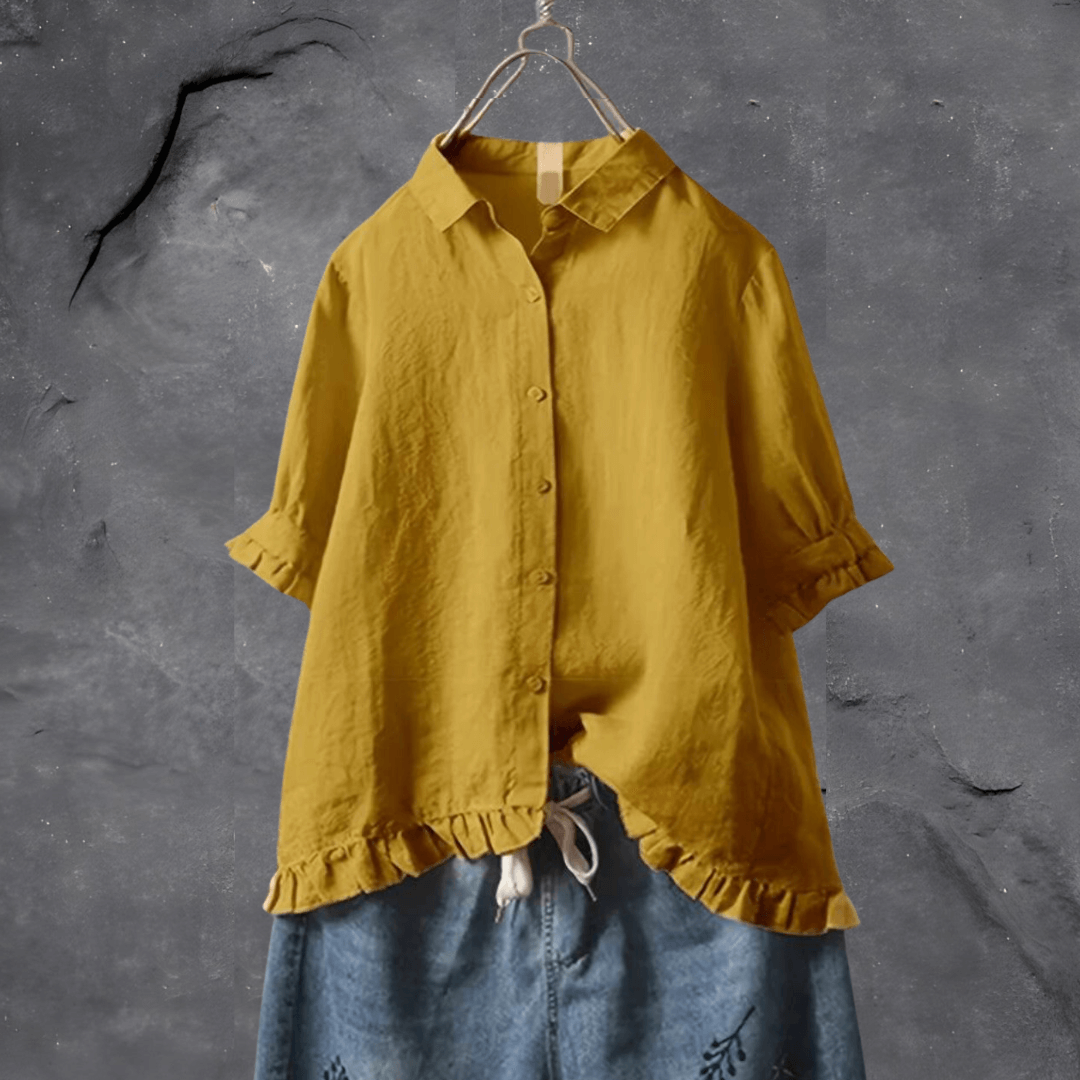 Blouse boutonnée ample | Détail volanté chic