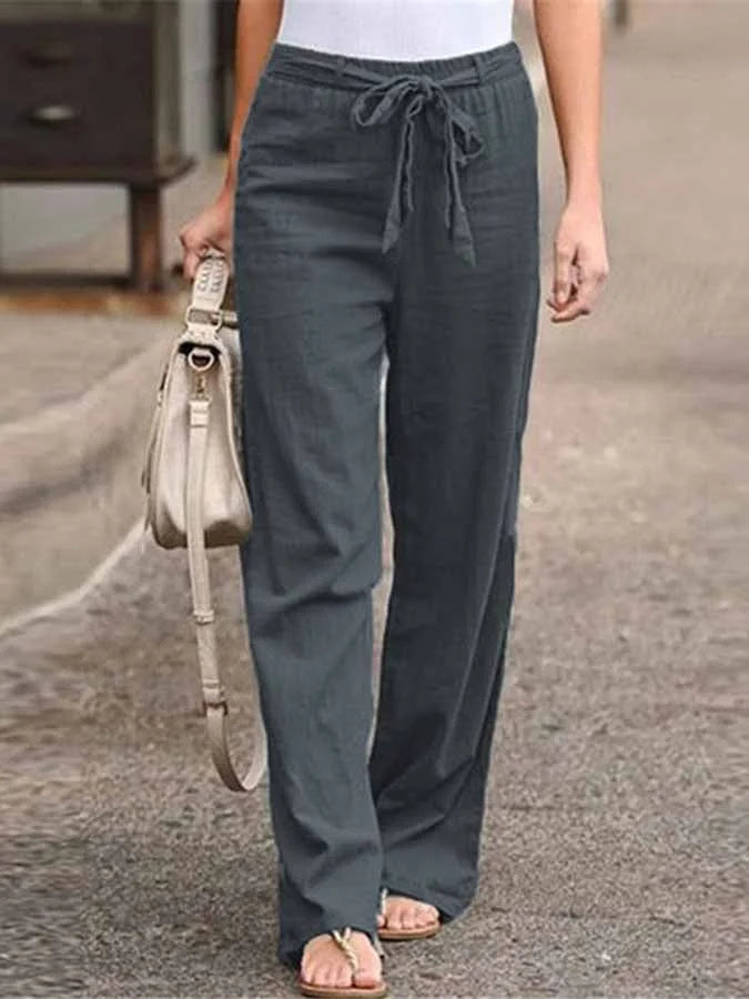 Jane - Pantalon en Lin de Style Décontracté