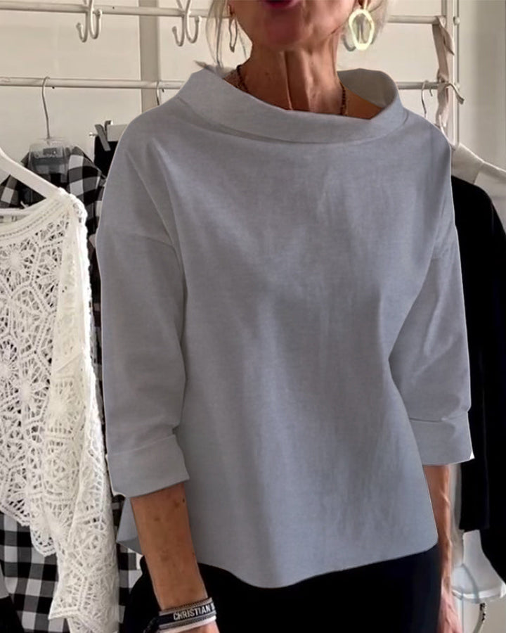 Blouse élégante | Col large et manches 3/4 pour l’été