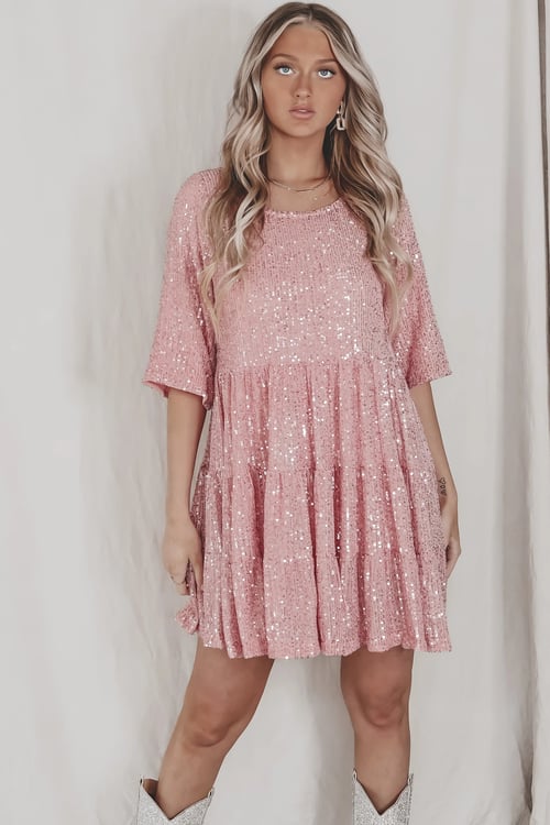 Robe mini à sequins brillants | Idéale pour les soirées festives
