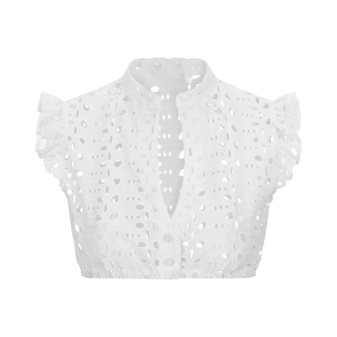 Blouse courte femme | Style raffiné à manches courtes idéale pour looks estivaux