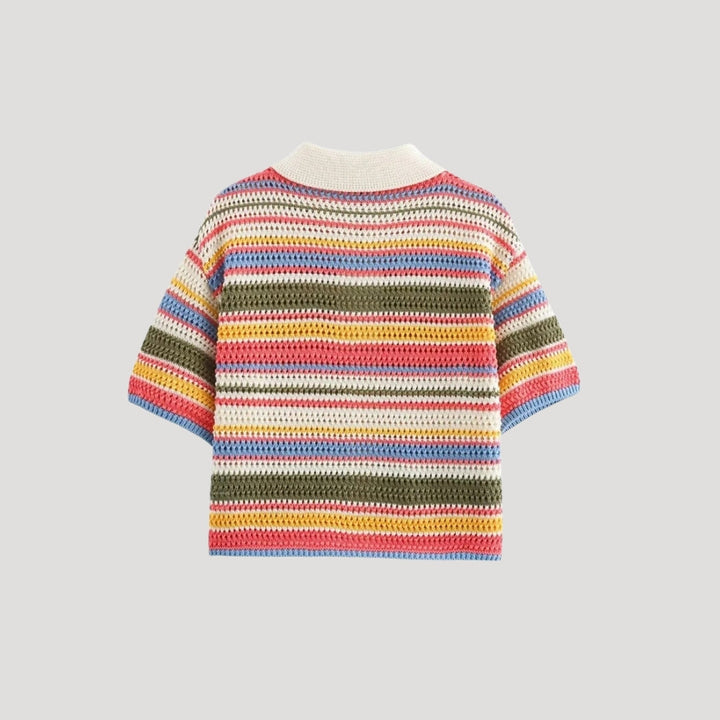 Cardigan crochet rayé | Look coloré et estival