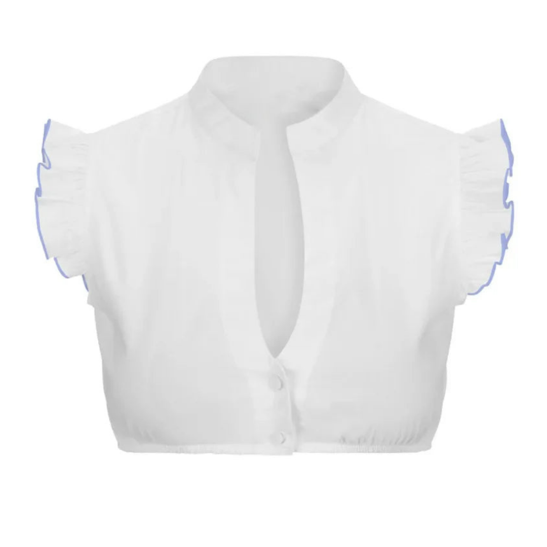 Blouse courte femme | Style raffiné à manches courtes idéale pour looks estivaux