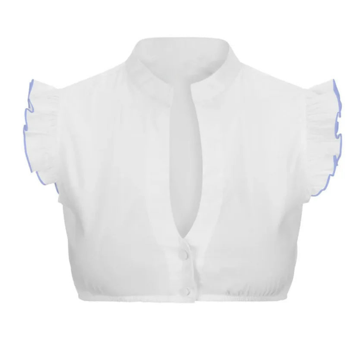 Blouse courte femme | Style raffiné à manches courtes idéale pour looks estivaux