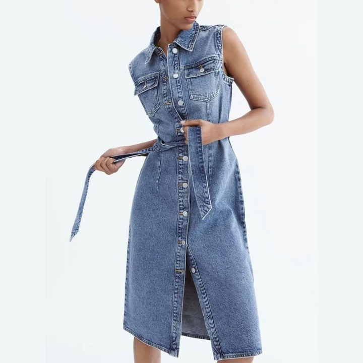 Robe sans manches en jean | Look urbain pour tous les jours