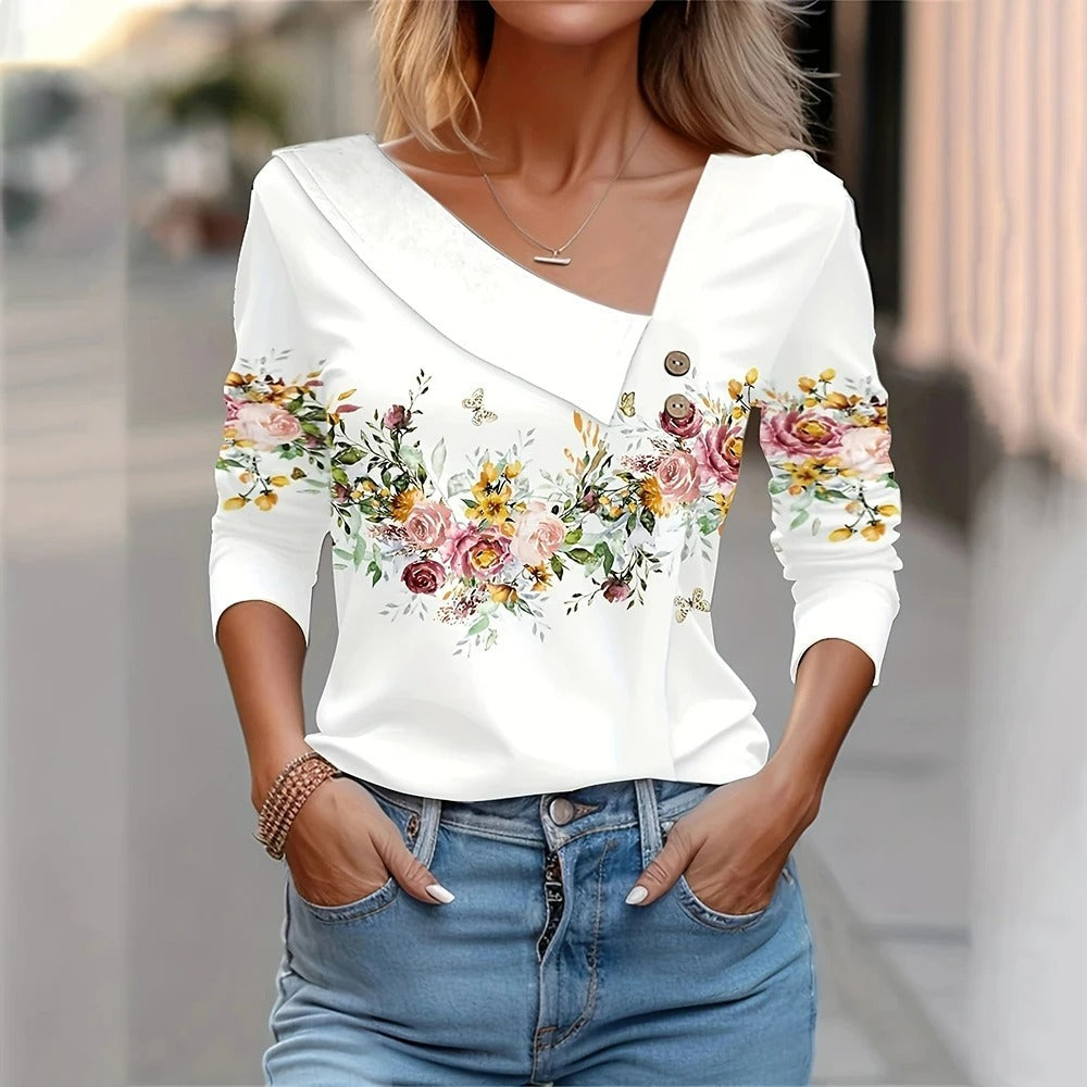 Blouse à manches longues | Élégance florale quotidienne
