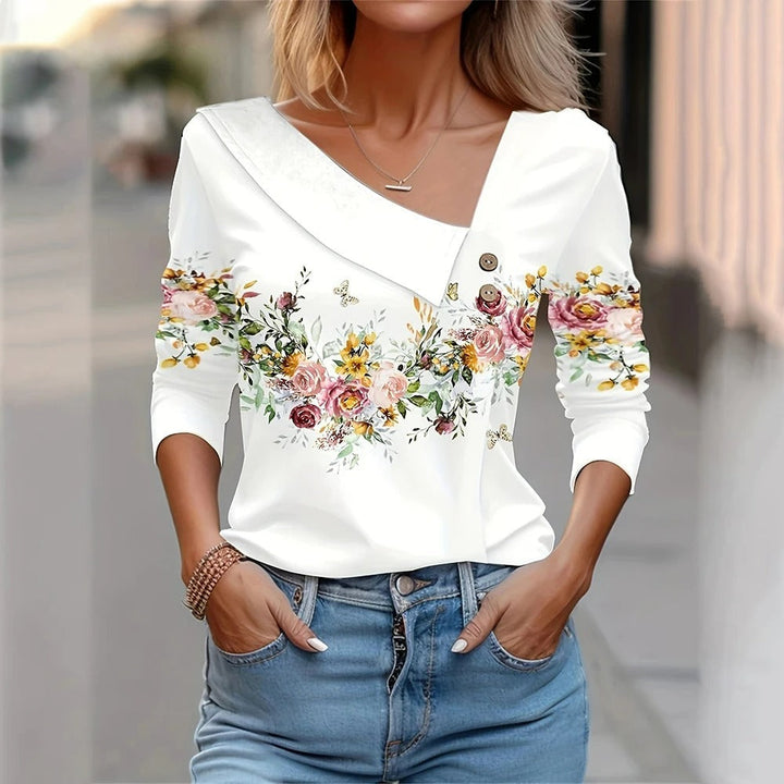 Blouse à manches longues | Élégance florale quotidienne