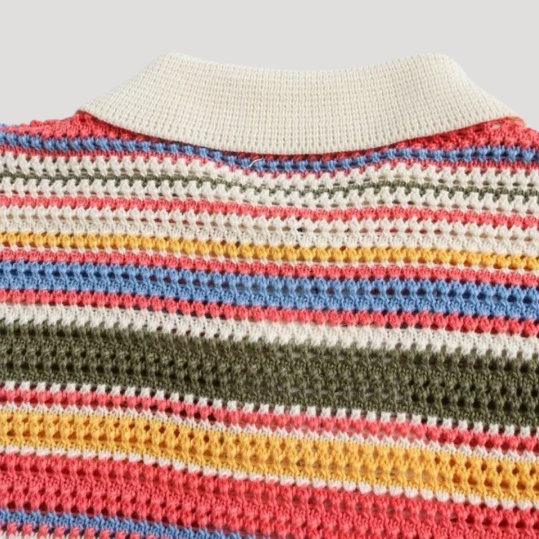 Cardigan crochet rayé | Look coloré et estival