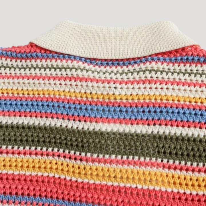 Cardigan crochet rayé | Look coloré et estival