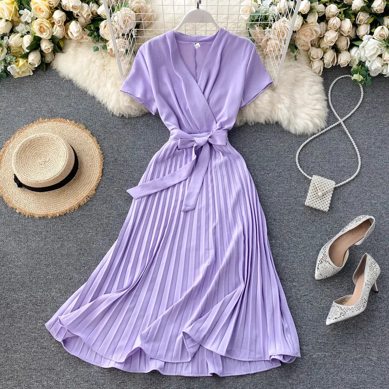 Robe mi-longue plissée à taille haute | Élégance au quotidien