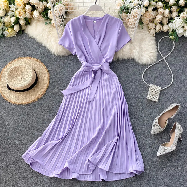 Robe mi-longue plissée à taille haute | Élégance au quotidien