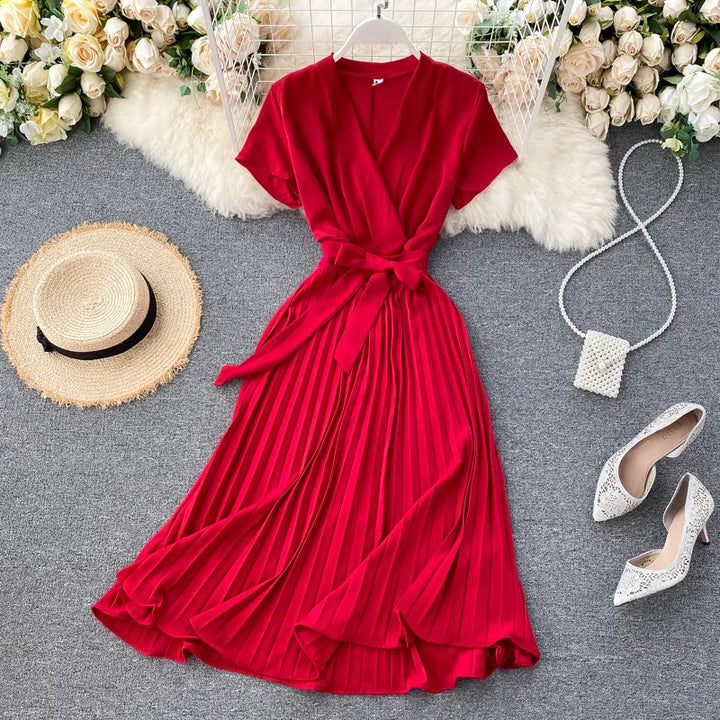 Robe mi-longue plissée à taille haute | Élégance au quotidien