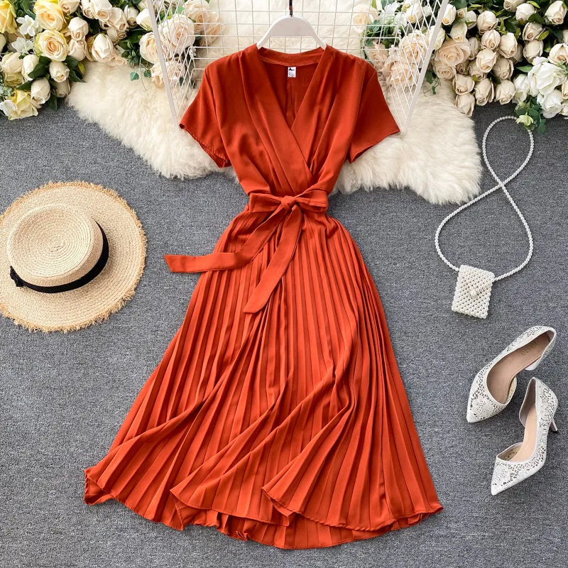 Robe mi-longue plissée à taille haute | Élégance au quotidien