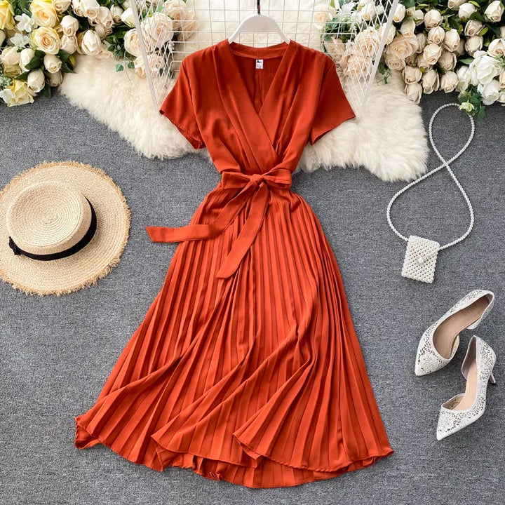 Robe mi-longue plissée à taille haute | Élégance au quotidien