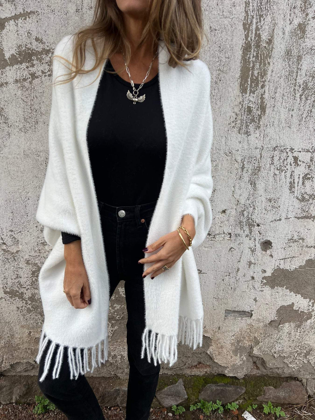 Veste longue à franges | Élégance décontractée