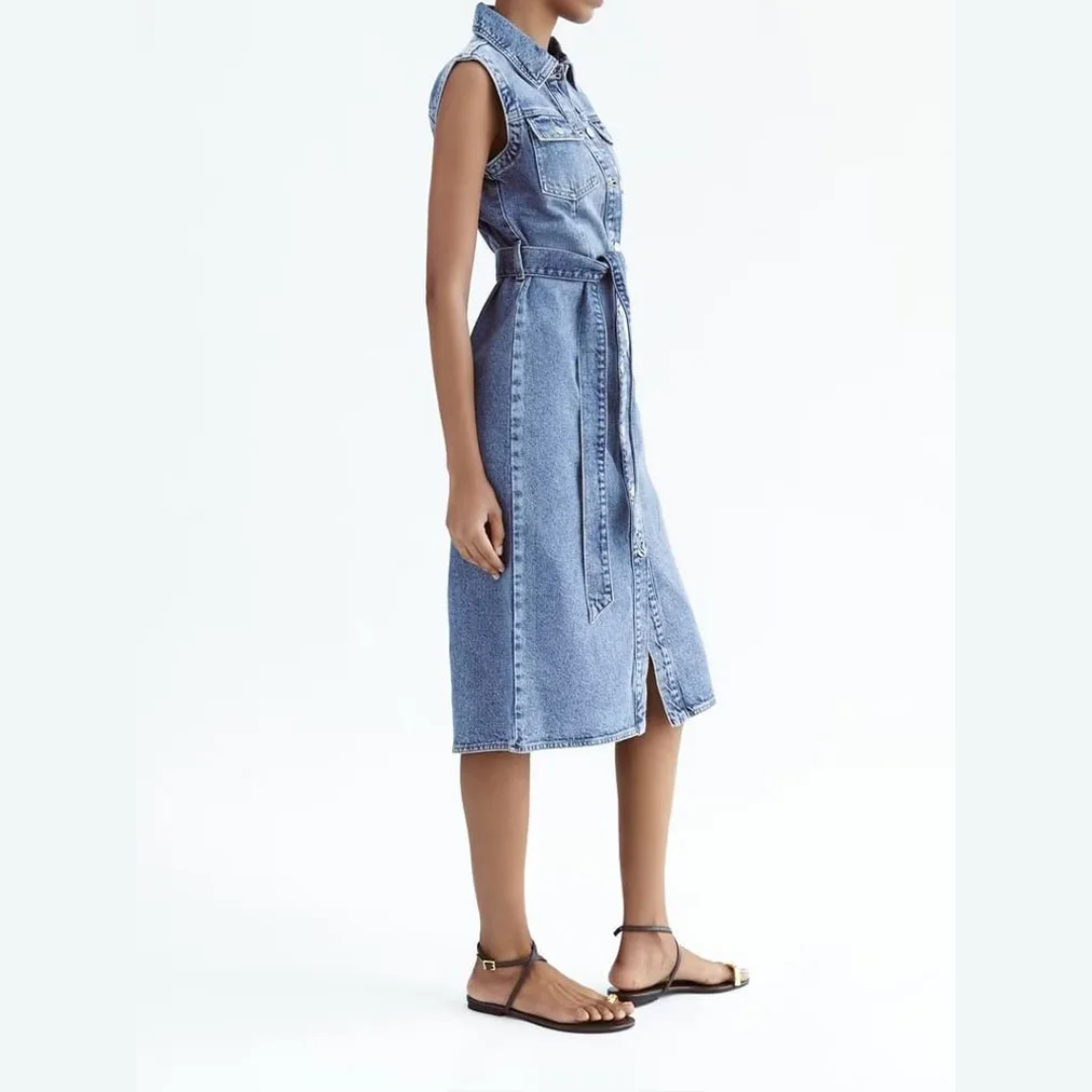 Robe sans manches en jean | Look urbain pour tous les jours