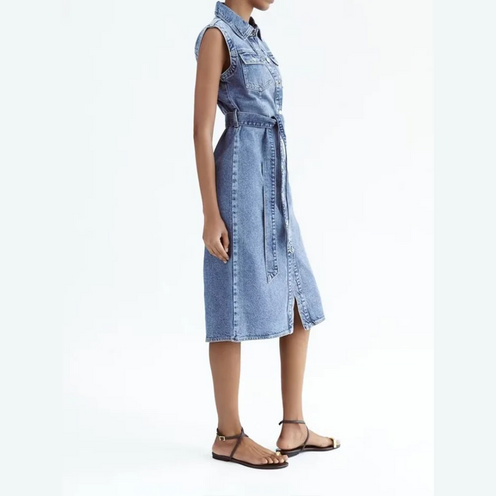 Robe sans manches en jean | Look urbain pour tous les jours