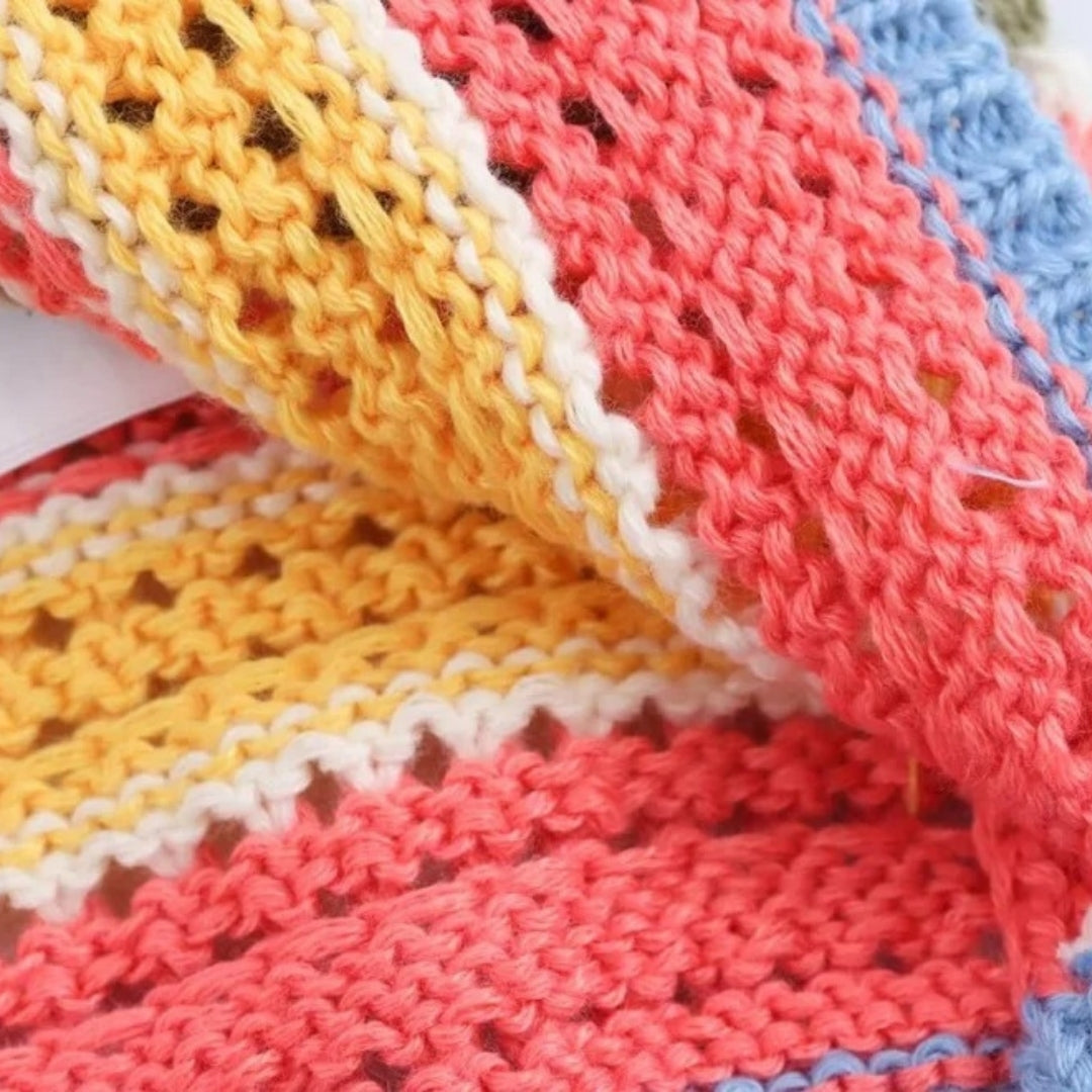 Cardigan crochet rayé | Look coloré et estival