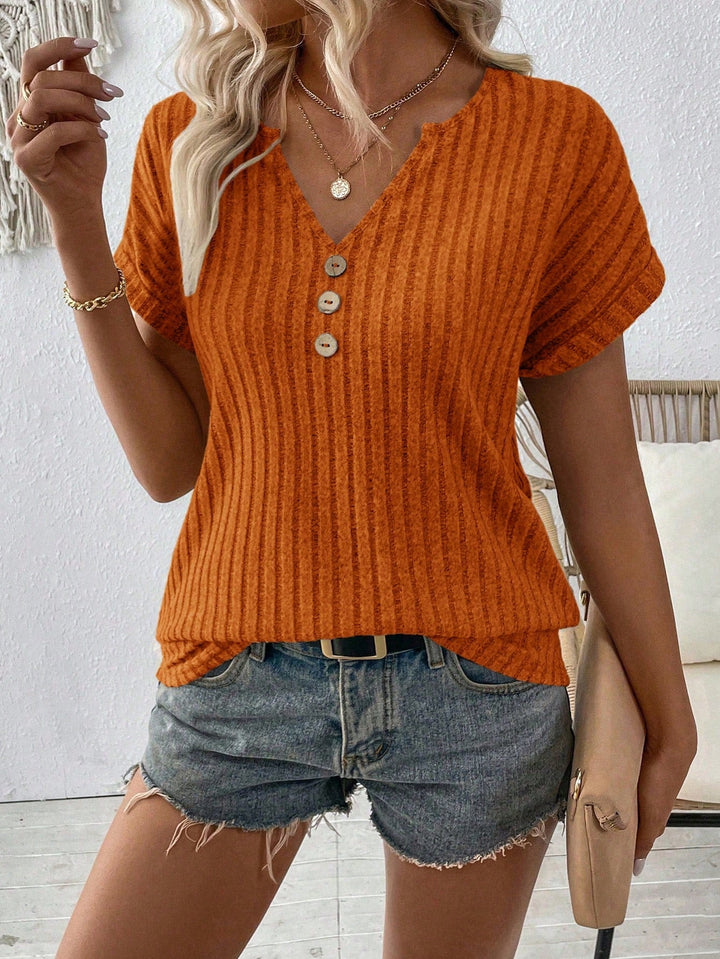Haut côtelé boutonné | Casual chic