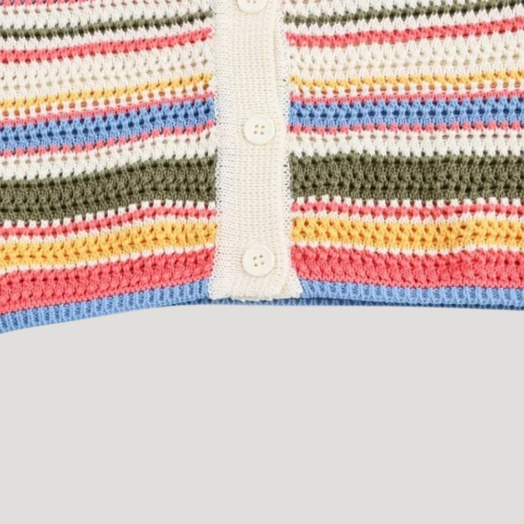 Cardigan crochet rayé | Look coloré et estival