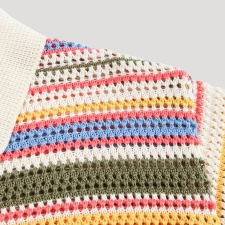 Cardigan crochet rayé | Look coloré et estival