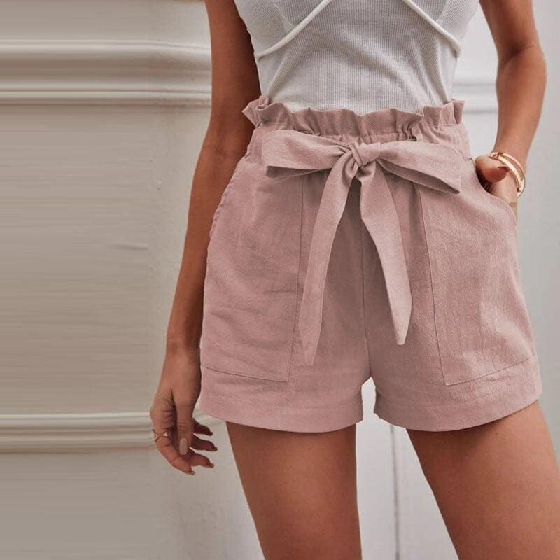 Short taille haute avec nœud | Confort et élégance estivale