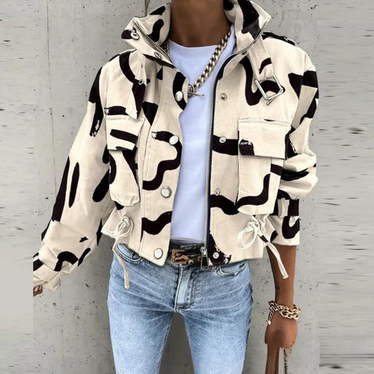 Veste courte à imprimé graphique | Look urbain et tendance