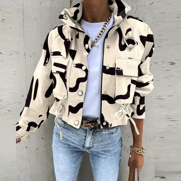 Veste courte à imprimé graphique | Look urbain et tendance