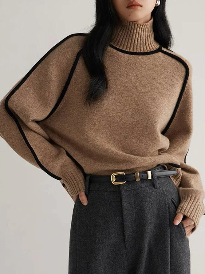 Pull col roulé contrasté | Élégance d'automne