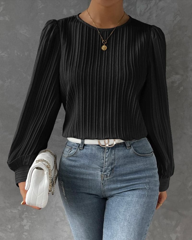 Blouse Élégante à Manches Bouffantes | Style Quotidien Chic