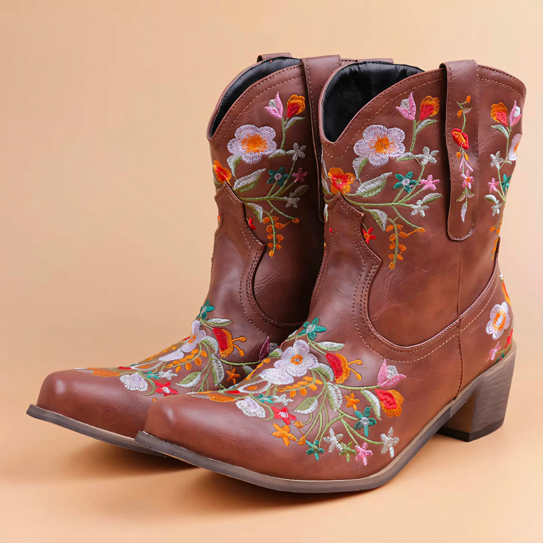 Bottes western à broderies florales | Style vintage original