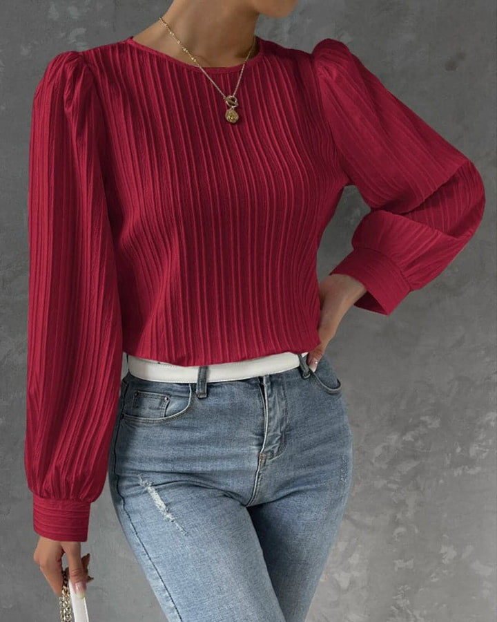 Blouse Élégante à Manches Bouffantes | Style Quotidien Chic