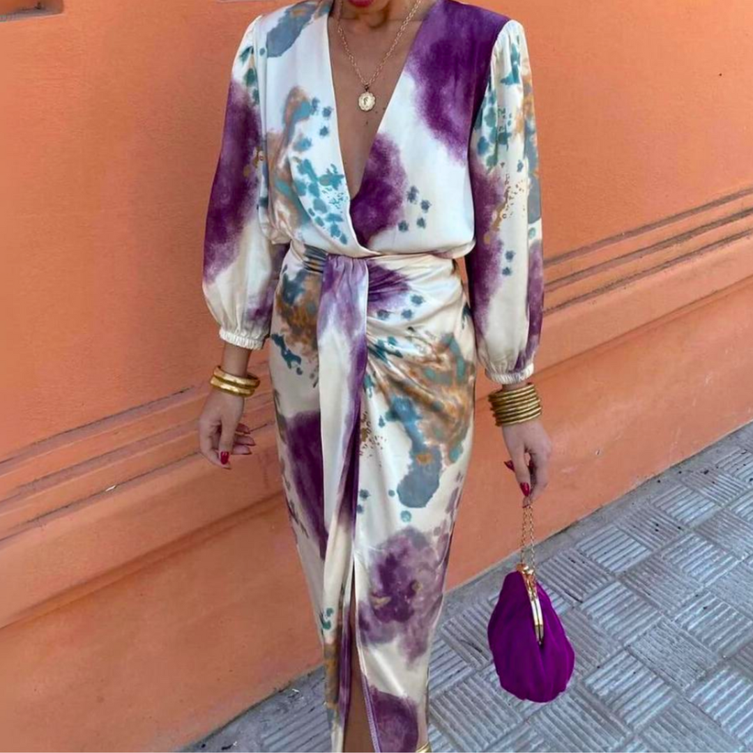 Robe midi portefeuille | Élégance artistique