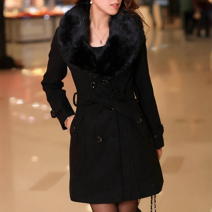 Manteau élégant à col en fausse fourrure | Parfait pour les occasions chics