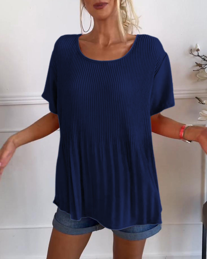 Blouse plissée à col rond | Élégance aérienne