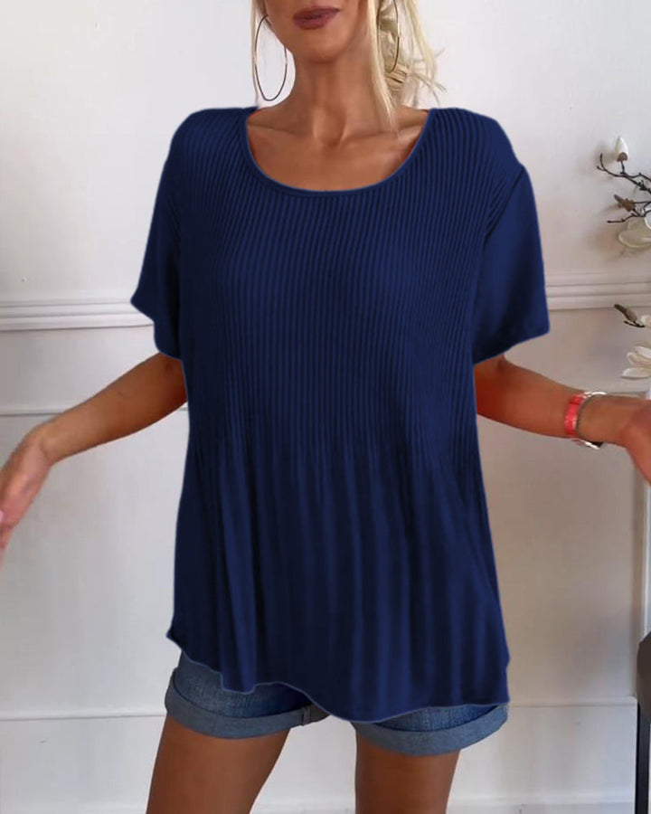 Blouse plissée à col rond | Élégance aérienne