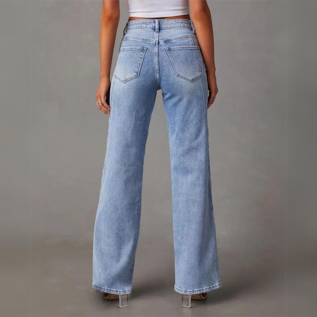 Jean large taille haute | Confort stylé au quotidien
