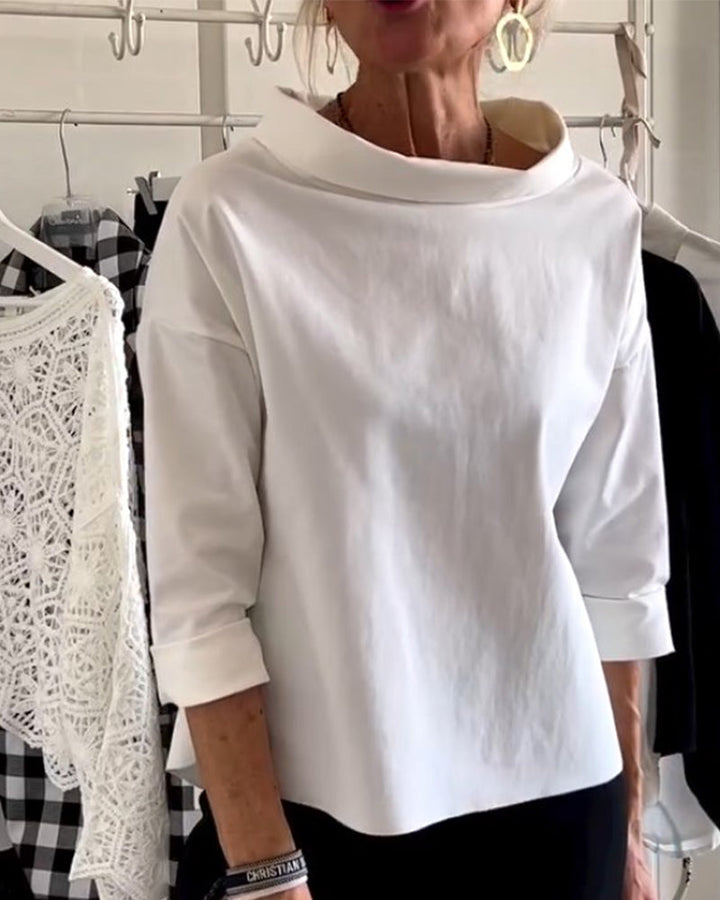 Blouse élégante | Col large et manches 3/4 pour l’été