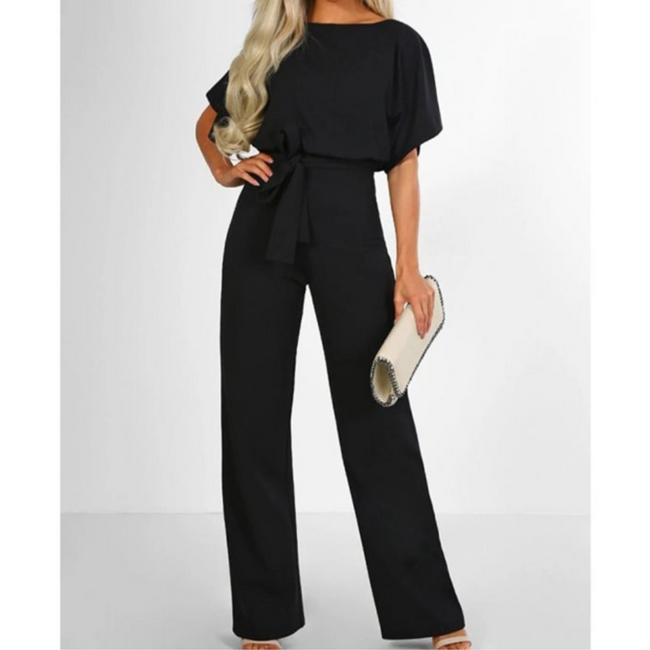 Combinaison Élégante Ceinturée à Jambes Larges et Manches Courtes | Sophistication Sans Effort pour Toutes les Occasions